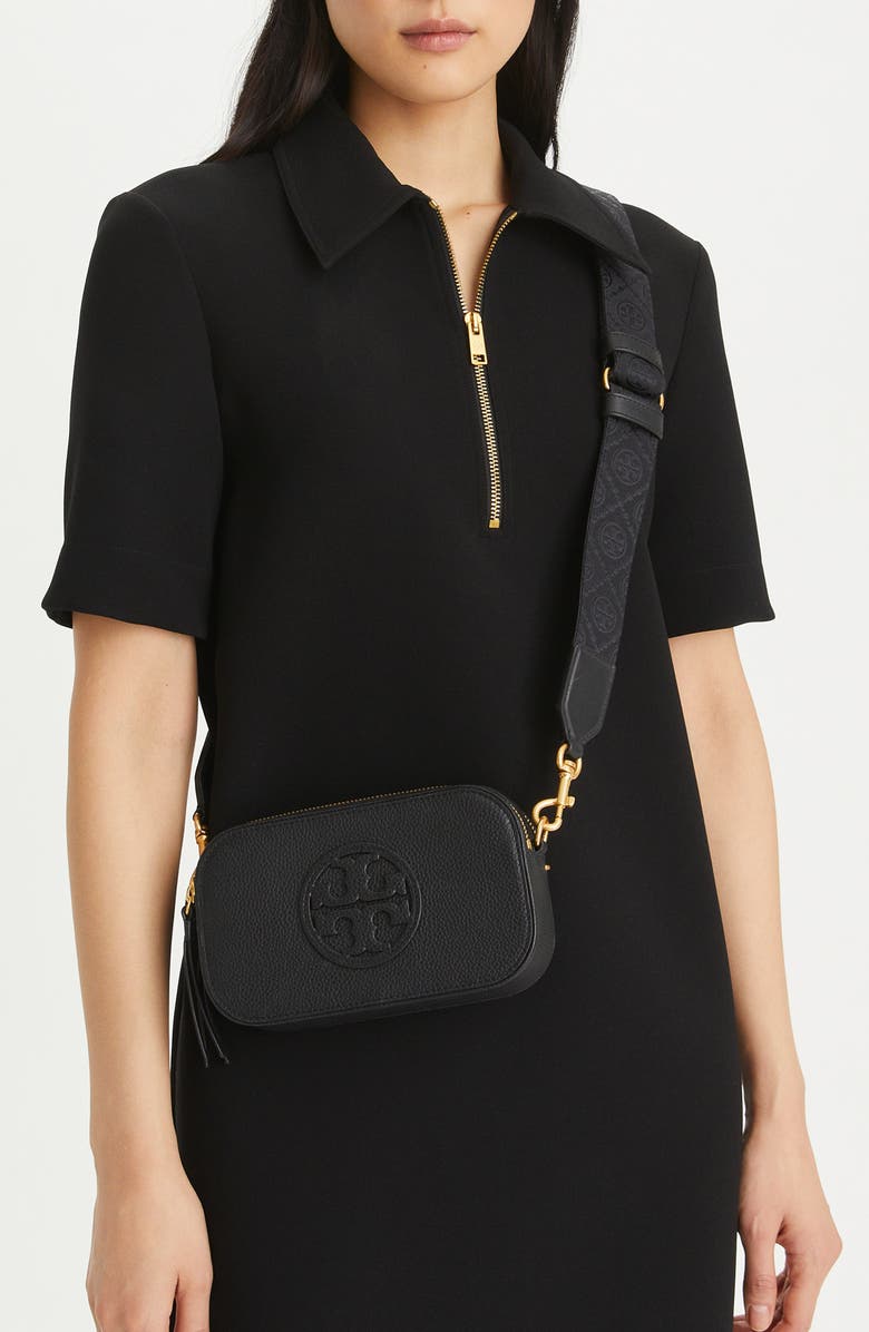 Tory Burch Mini Miller Leather Crossbody Bag, Alternate, color, Tory Black