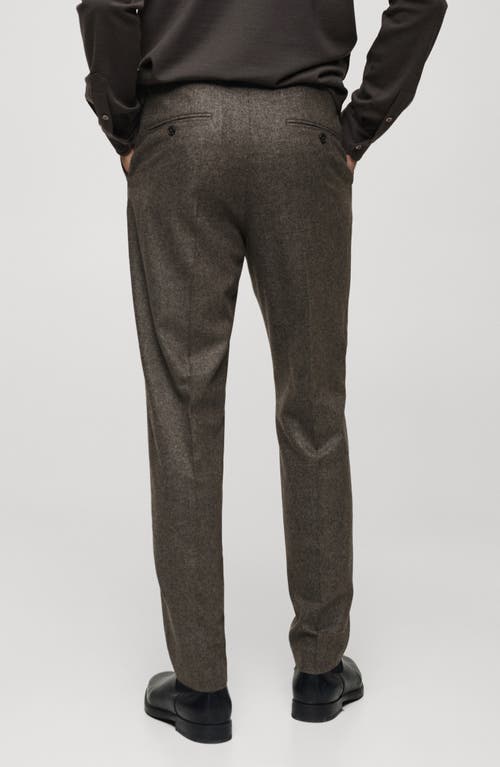 MANGO MANGO PLEATED MICRO HOUNDSTOOTH CHECK VIRGIN WOOL BLEND DRESS PANTS