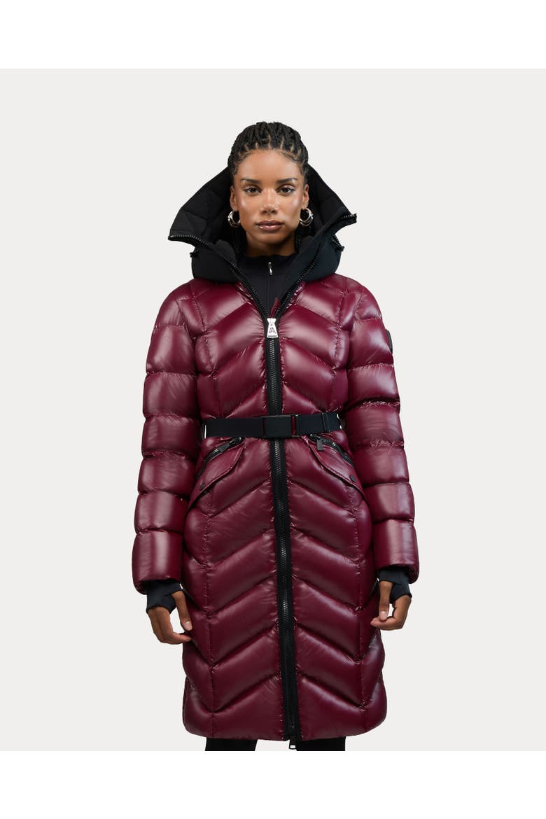 Bellevaux  Womens Puffer Coat with Adjustable Belt, Main, color, Cabernet