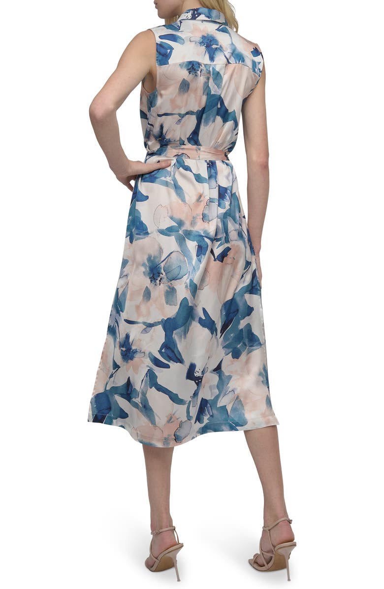 DKNY Floral Sleeveless Shirtdress, Alternate, color, Spring Navy