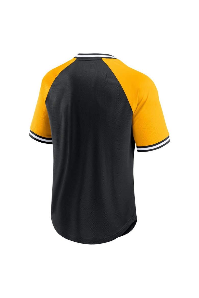 Men's Fanatics Branded Black/Gold Pittsburgh Steelers Second Wind Raglan V-Neck T-Shirt, Alternate, color, Black