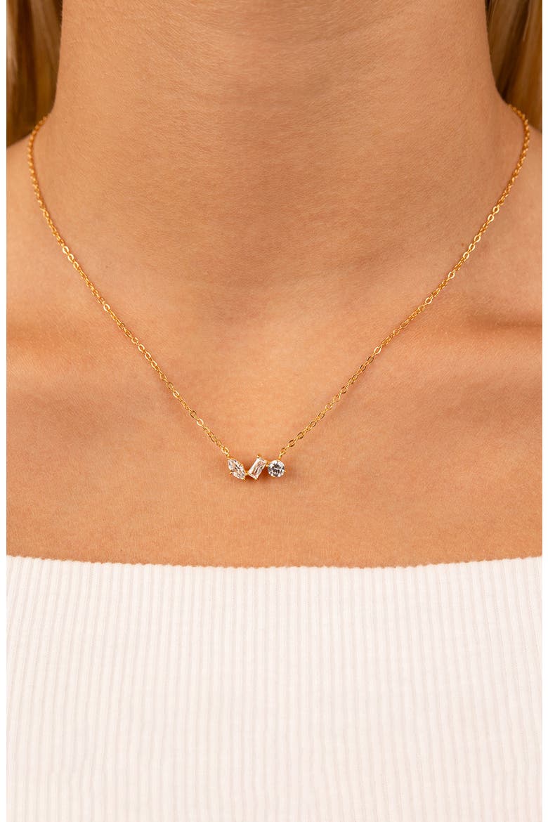 Trio Cut Cubic Zirconia Pendant Necklace, Alternate, color, GOLD
