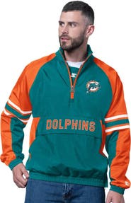 STARTER Men's Starter Aqua Miami Dolphins Vintage Logo Prospect Half-Zip Pullover