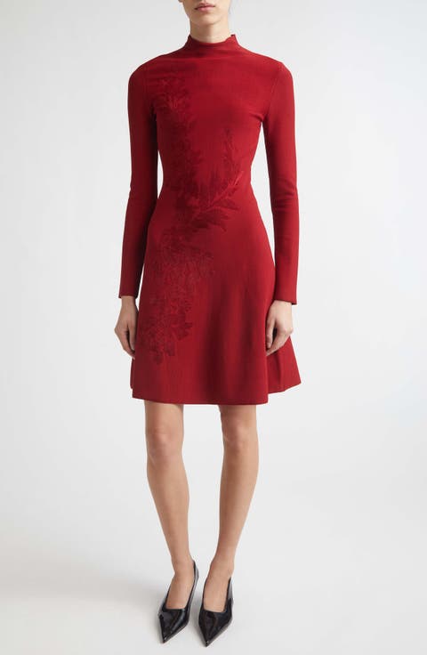 Velvet Jacquard Knit Minidress