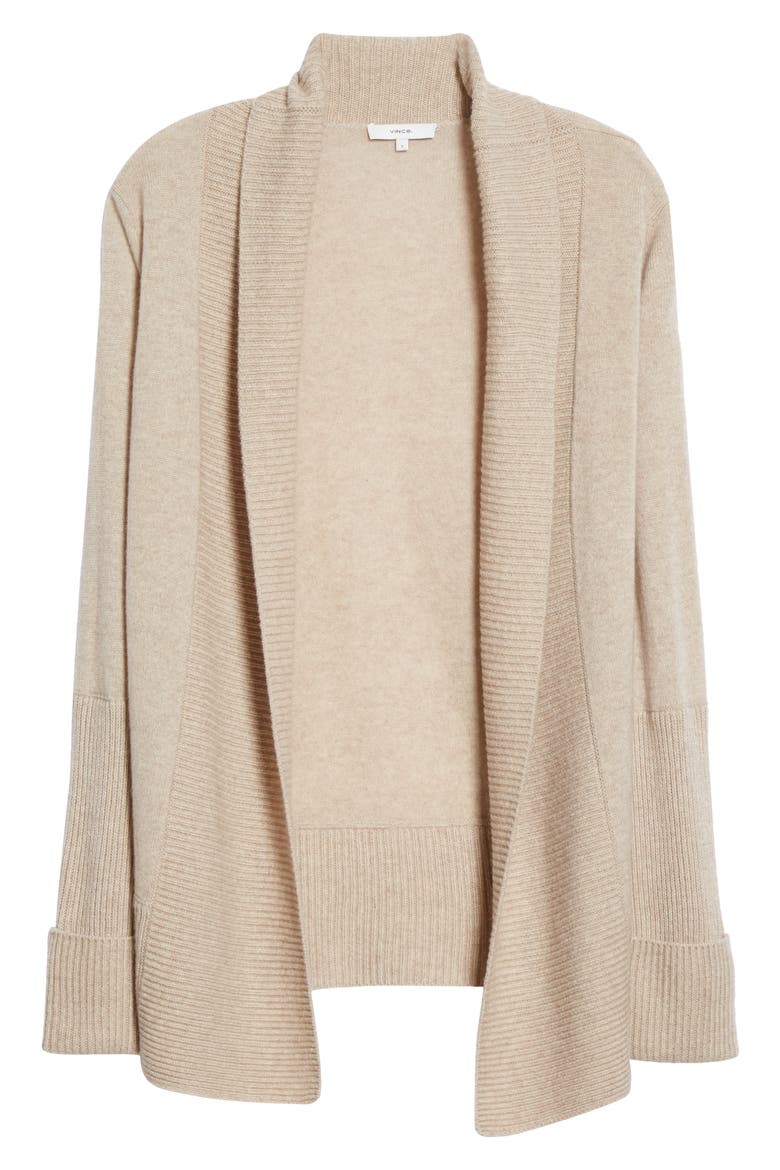 Rib Front Wool & Cashmere Cardigan, Alternate, color, LIGHT HEATHER MARZIPAN