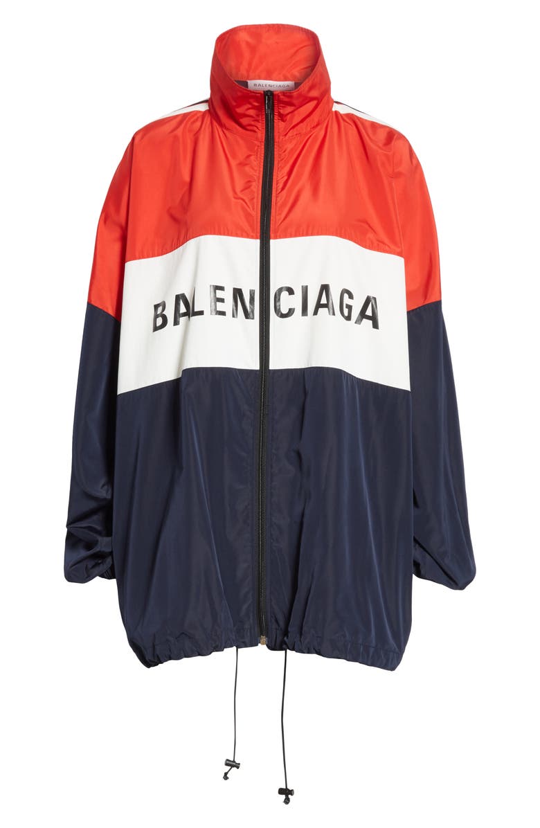 Balenciaga Logo Colorblock Windbreaker Jacket, Alternate, color,