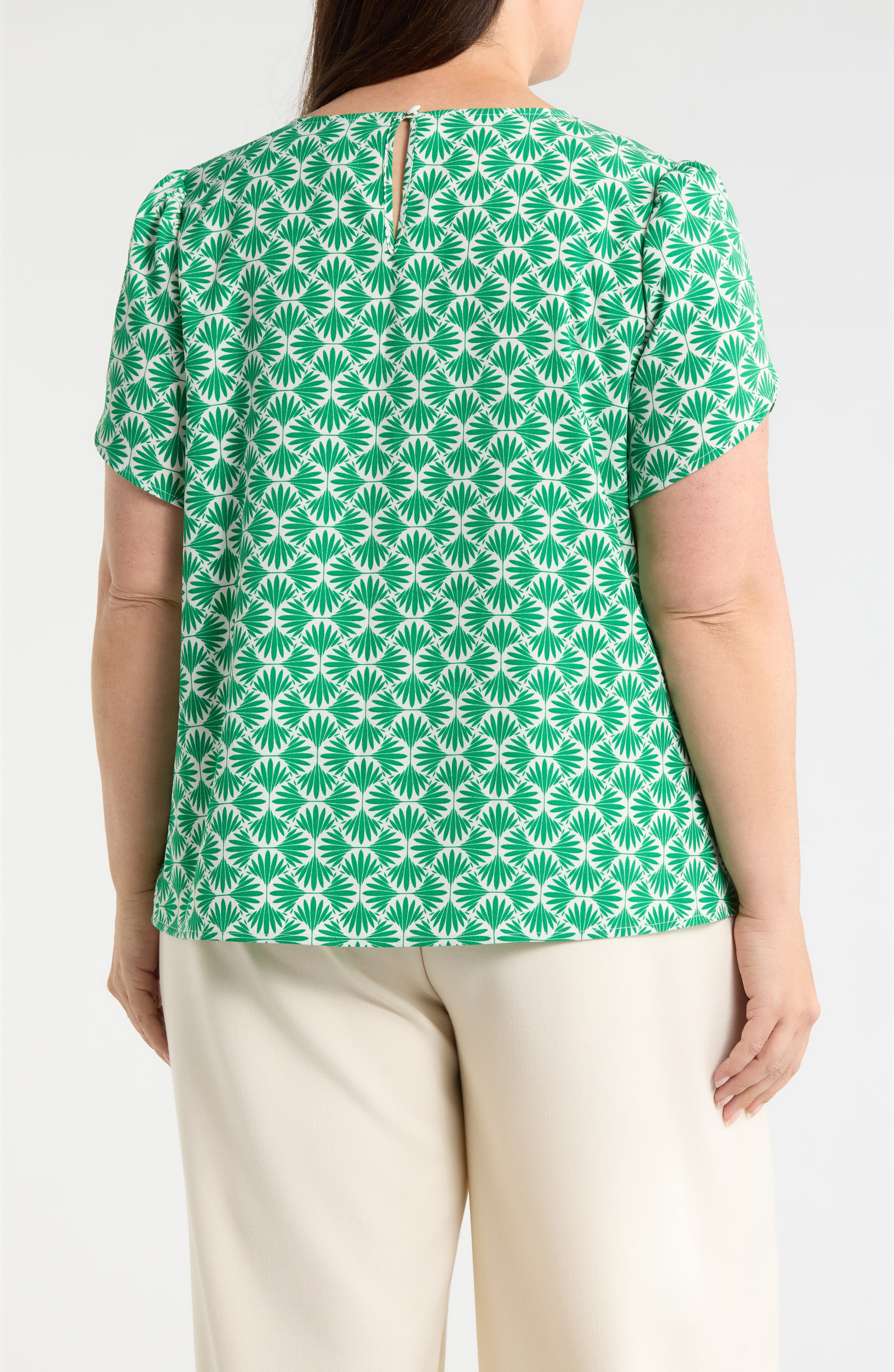 Print Tulip Sleeve Knit Top - image 2