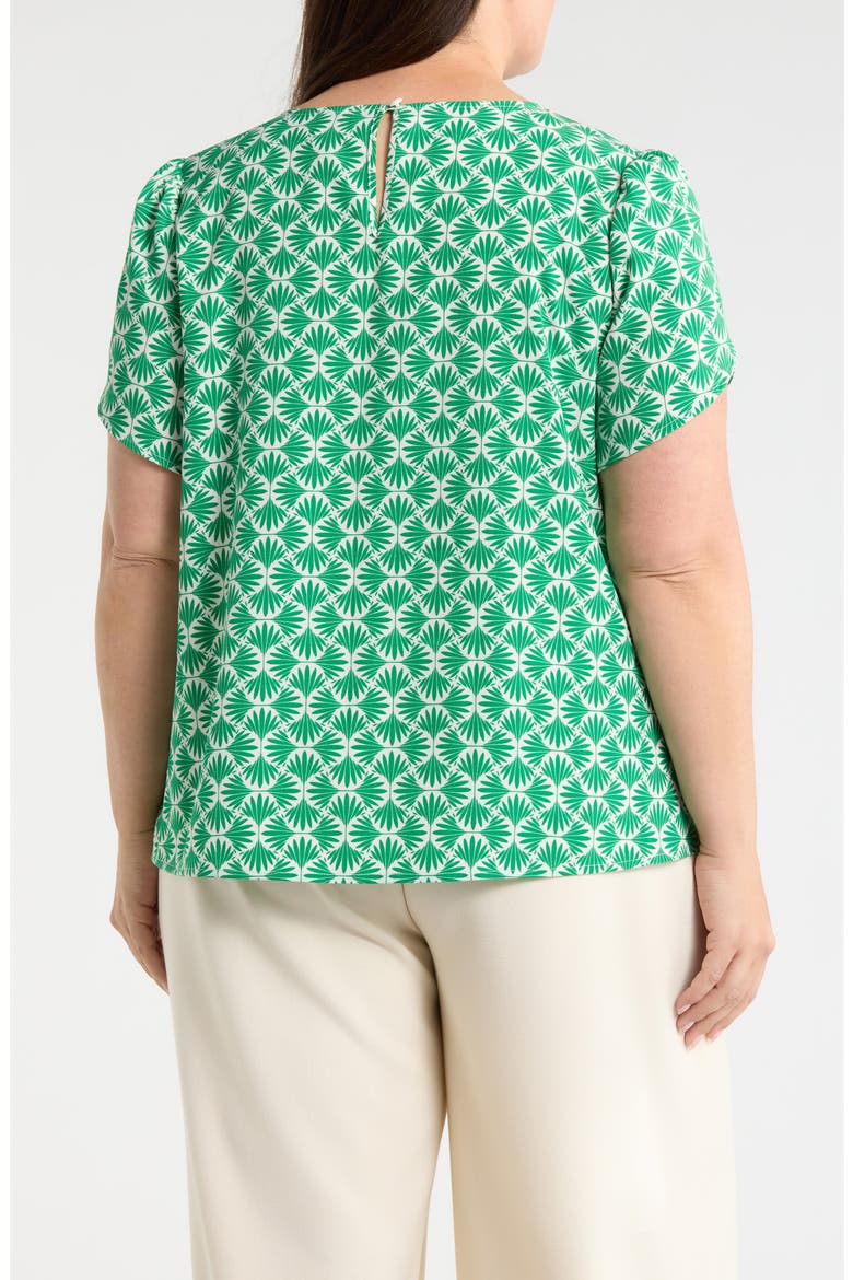 Print Tulip Sleeve Knit Top, Alternate, color, TROPICAL GREEN/ WHITE DOVE