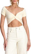 Avec Les Filles Off the Shoulder Crop Top