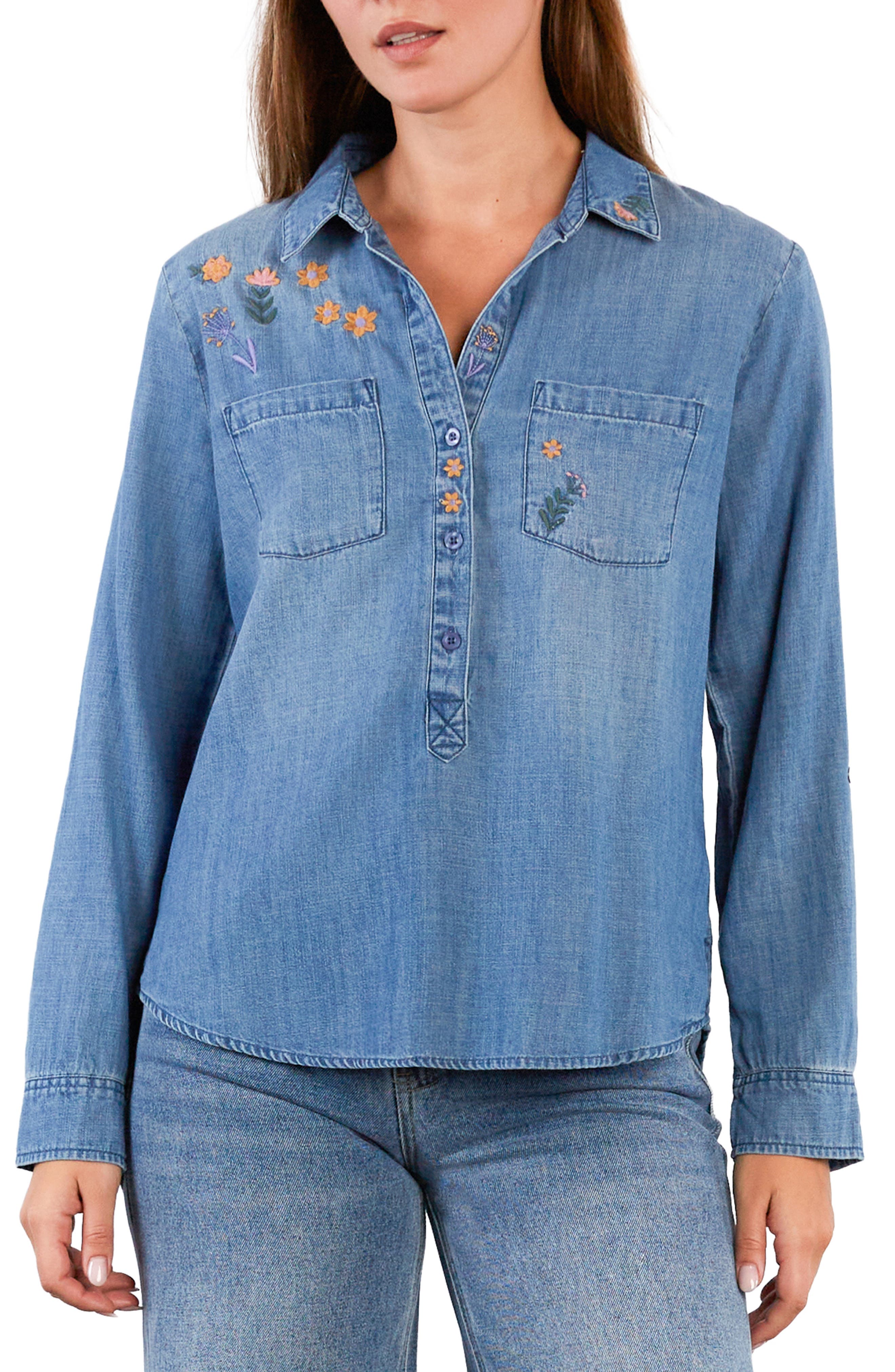 Floral & Flawless Embroidered Denim Shirt - image 3