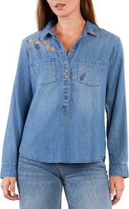 Billy T Floral & Flawless Embroidered Denim Shirt