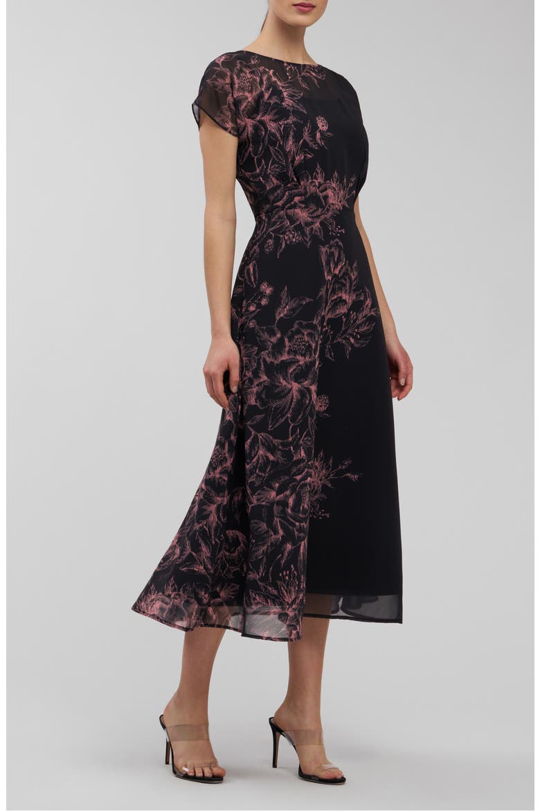 Mariellla Floral Cocktail Dress, Alternate, color, CARBON MULTI