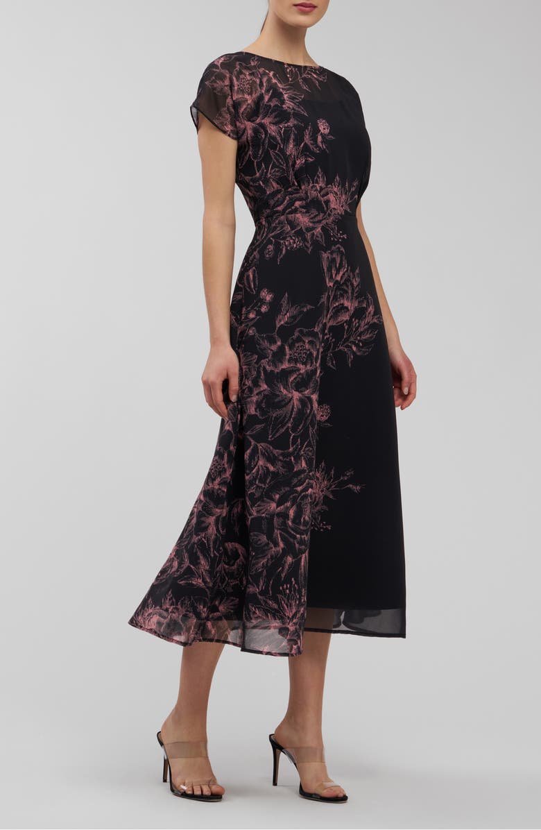 Kay Unger Mariellla Floral Cocktail Dress, Alternate, color, Carbon Multi