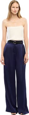 Another Tomorrow Satin Pleated Trouser