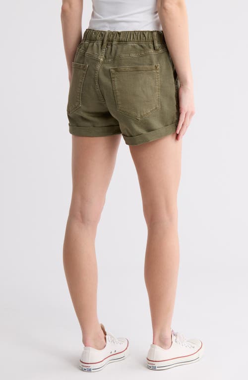 Shop Vigoss Drawstring Denim Shorts In Olive