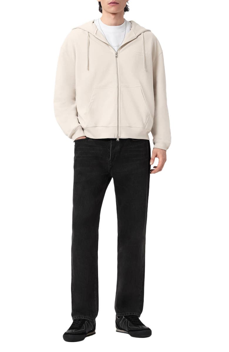 AllSaints Xander Cotton Zip-Up Hoodie, Alternate, color, Dusk White