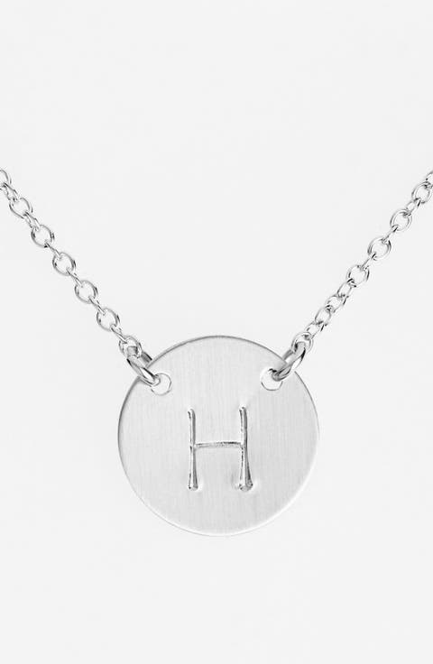 Sterling Silver Initial Disc Necklace
