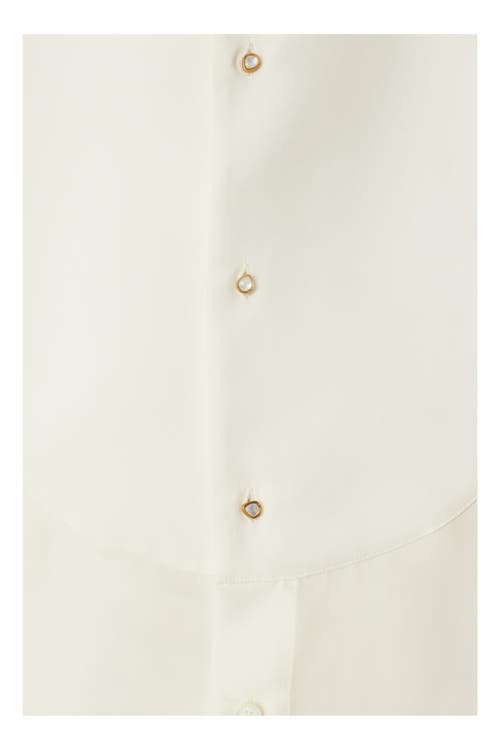 Shop Burberry Regular Fit Silk Tuxedo Shirt In Chalk