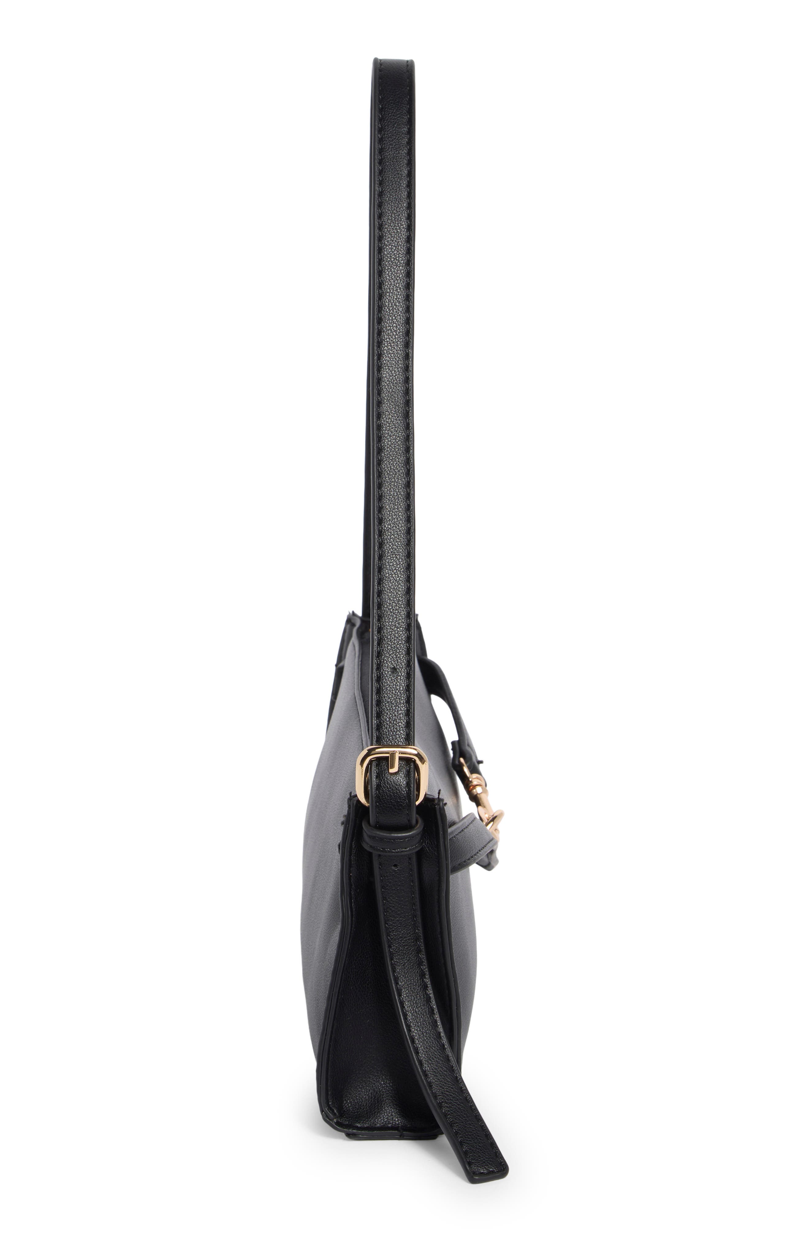 Faux Leather Shoulder Bag, Alternate, color, BLACK