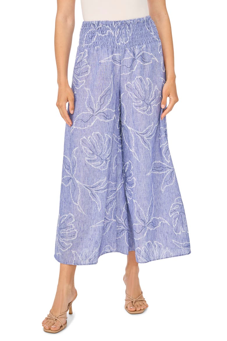 Embroidered Wide Leg Pants, Main, color, BASE BLUE