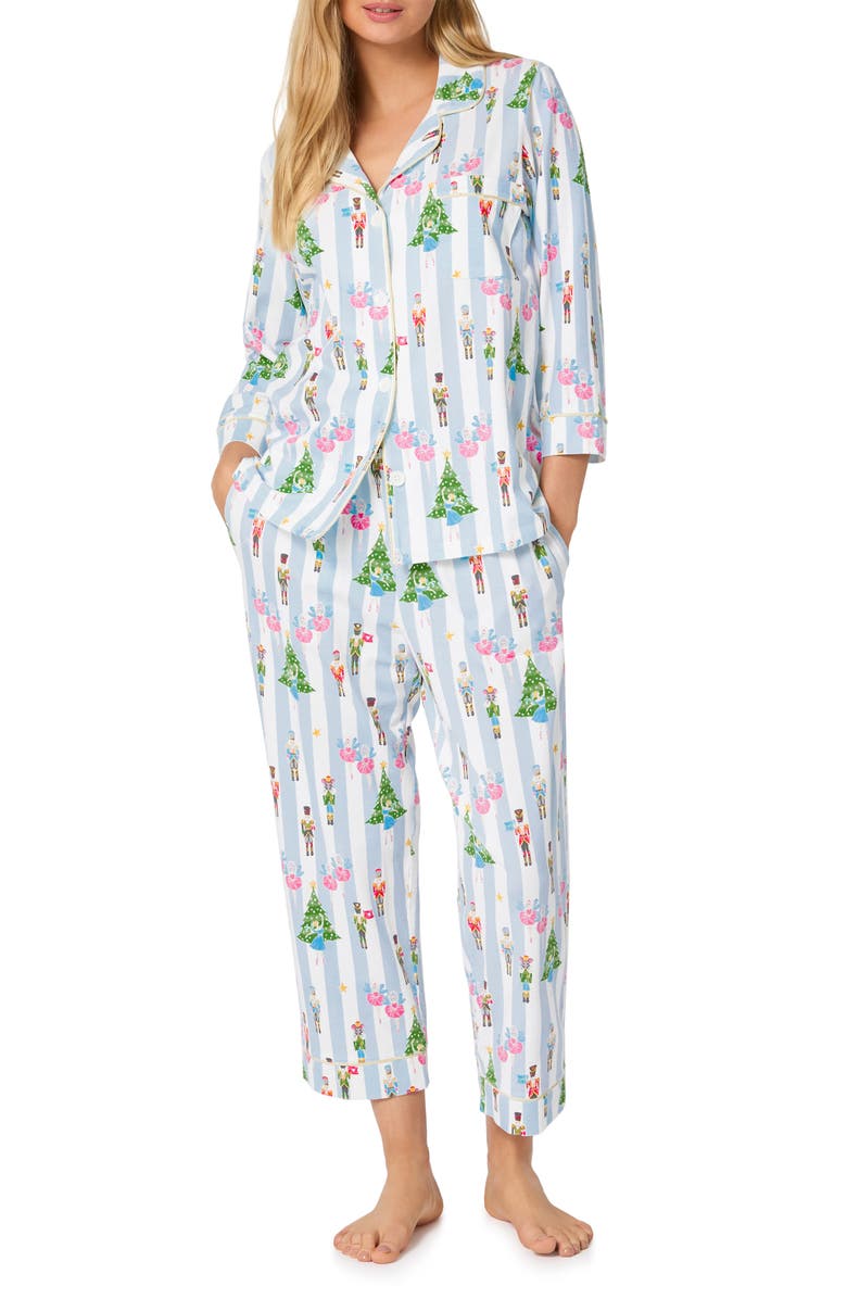 BedHead Pajamas Print Stretch Organic Cotton Crop Pajamas, Main, color, Sugarplum Stripe