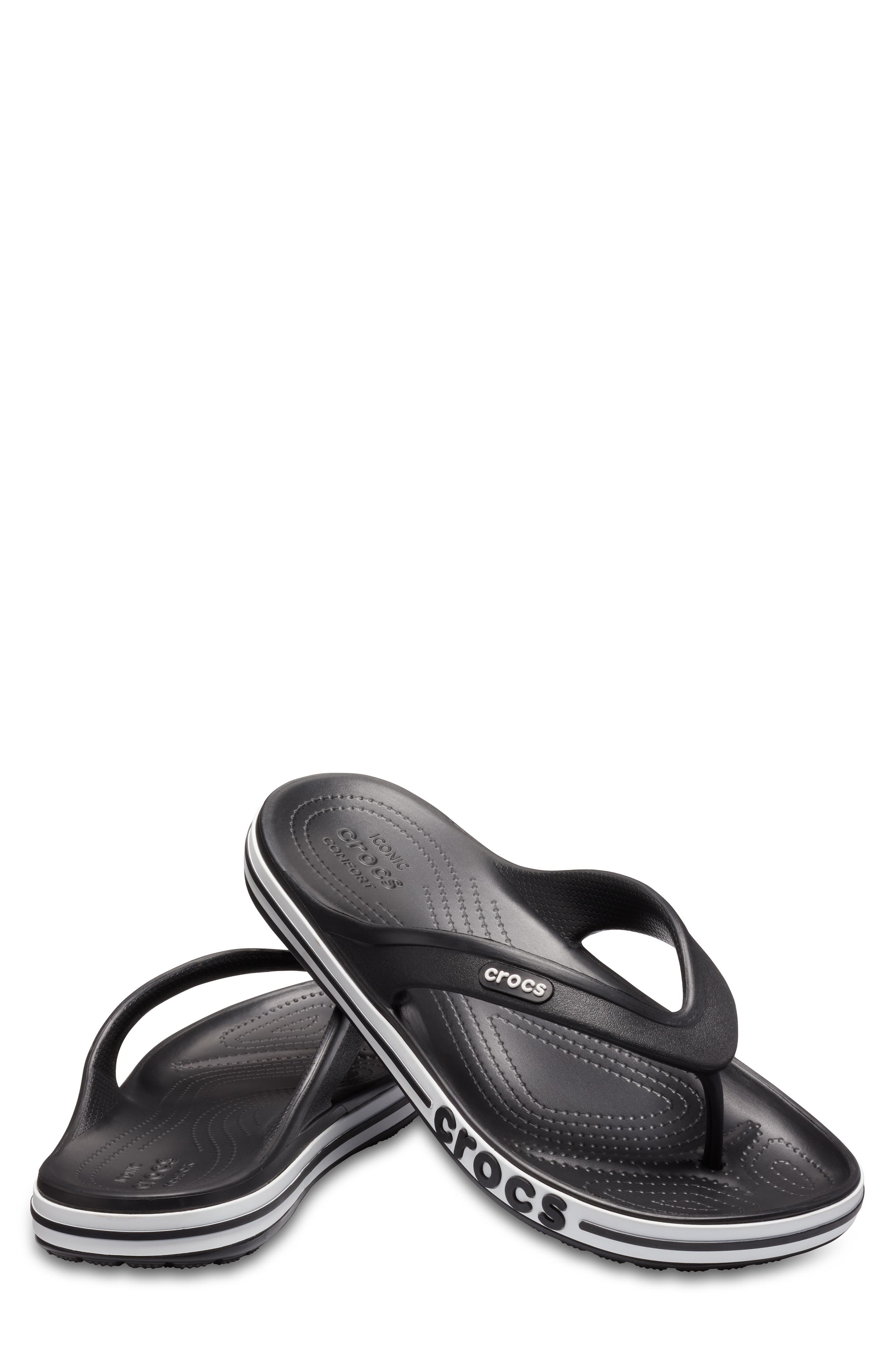 CROCS Gender Inclusive Bayaband Flip Flop Sandal, Alternate, color, Black/White