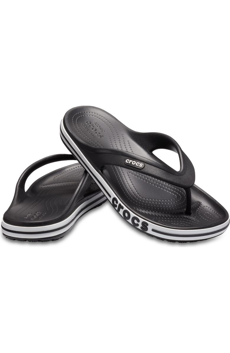 CROCS Gender Inclusive Bayaband Flip Flop Sandal, Alternate, color, Black/White