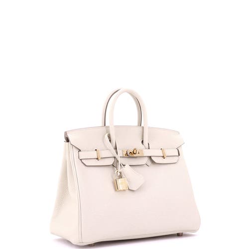 Pre-owned Hermes  Hermes Birkin Handbag Light Togo With Rose Gold Hardware 25 In White