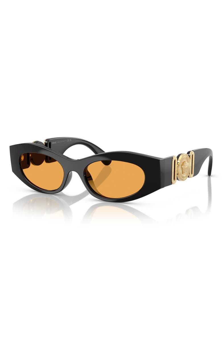 Versace 51m Cat Eye Sunglasses, Alternate, color, Black / Orange