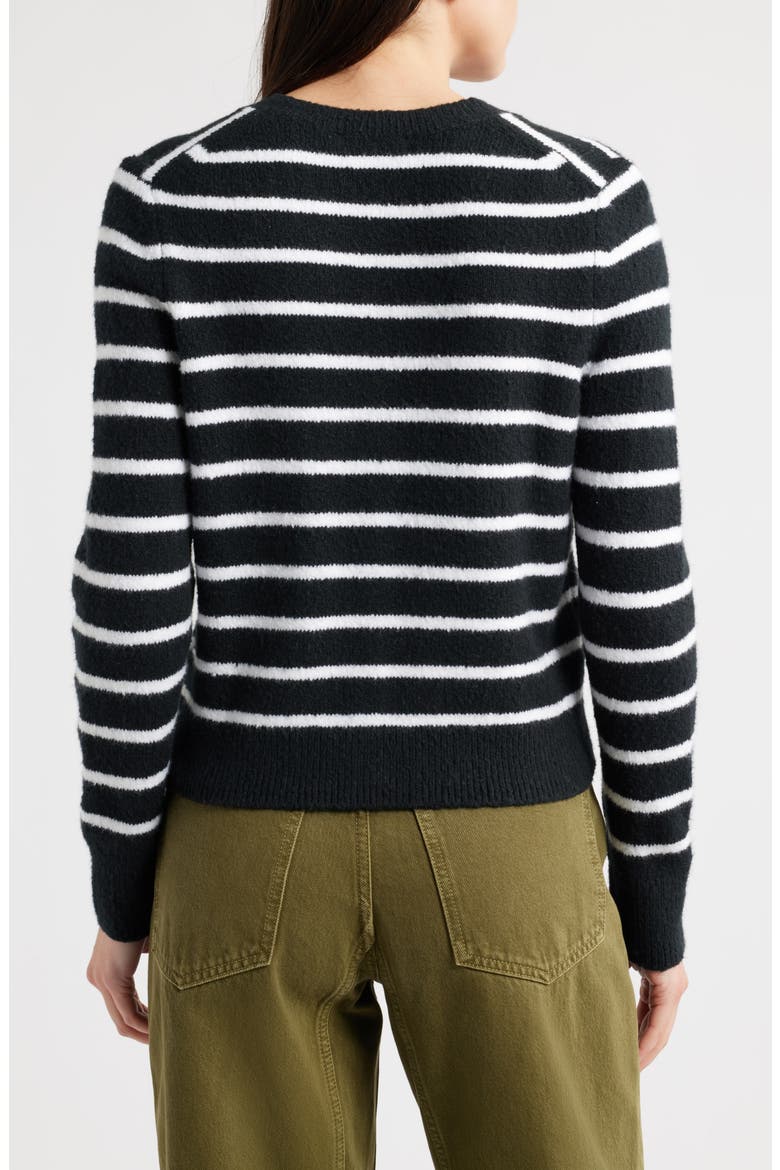 Kensington Cardigan, Alternate, color, WHITE AND BLACK STRI