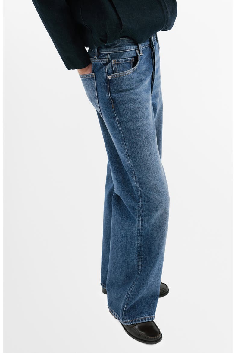 Low Rise Straight Leg Jeans, Main, color, DARK BLUE