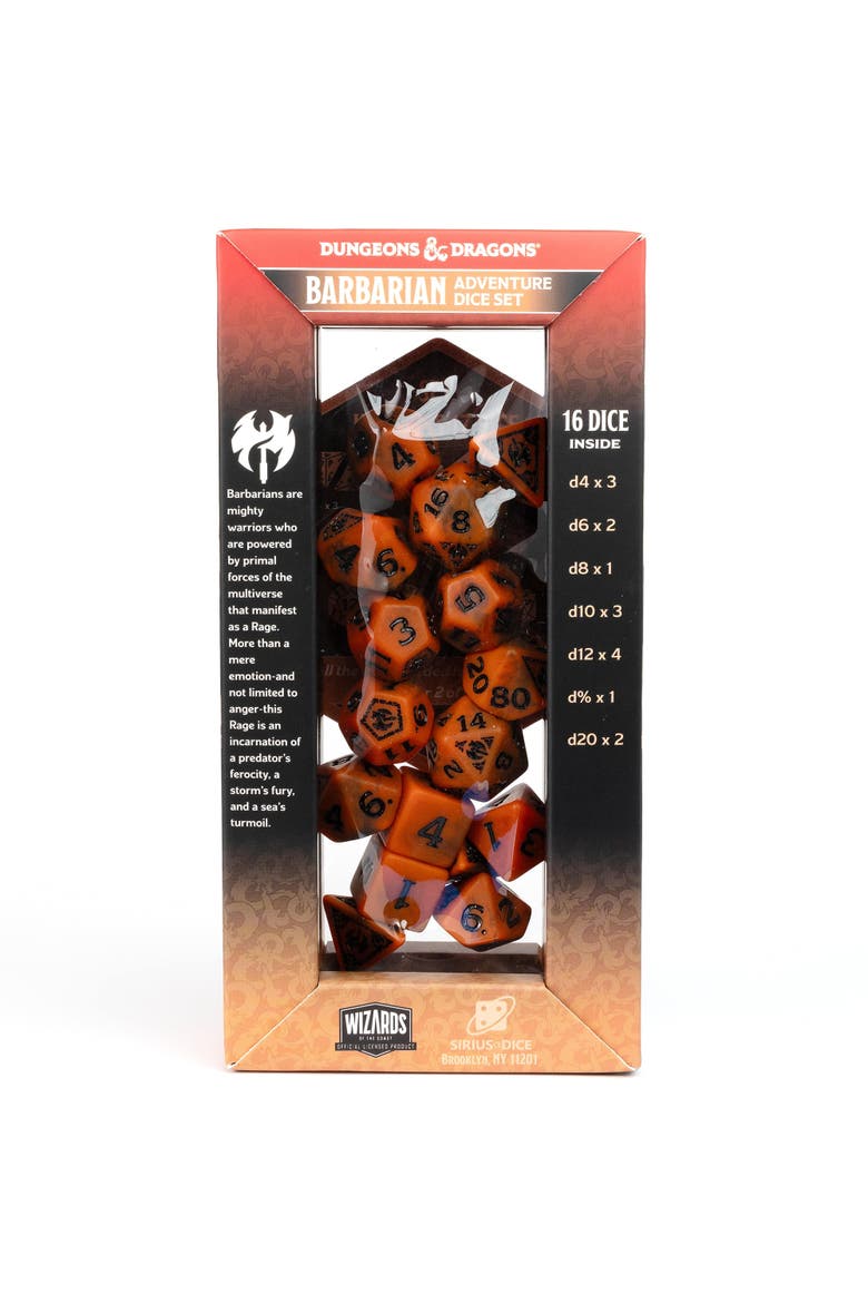 D&D Adventure Dice Barbarian Orange, 15Pc Rpg Set, Alternate, color, Orange