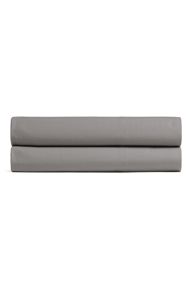 Percale Egyptian Cotton Fitted Sheet, Main, color, PEBBLE
