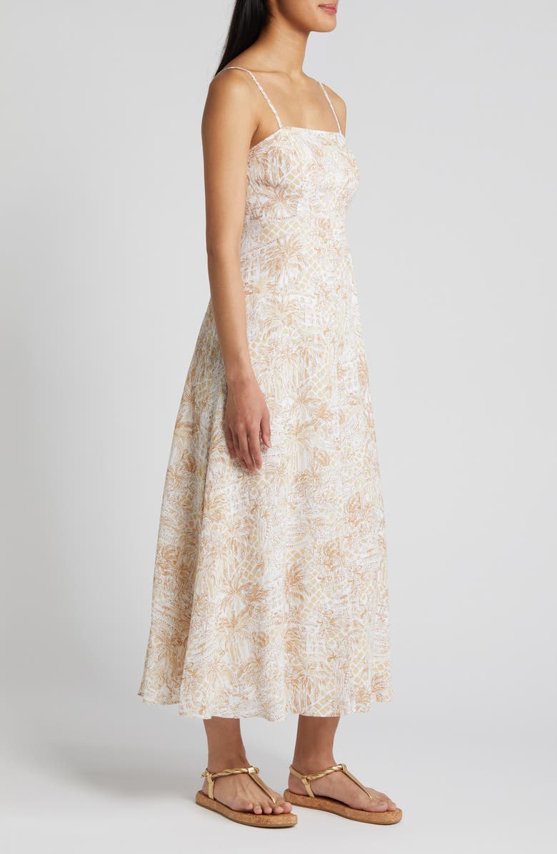 Lilly Pulitzer<sup>®</sup> Jorgian Palm Tree Print Linen Midi Dress, Alternate, color, Sand Bar Palm Beach Paradise