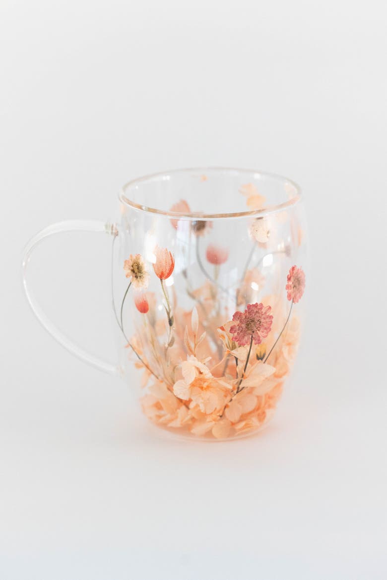 Double Wall Flower Mugs, Assorted Colors, Set of 4, Alternate, color, Multi
