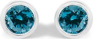Haus of Brilliance 14K White Gold 1/2 Cttw Bezel Set Lab Grown Blue Diamond Solitaire Stud Earrings