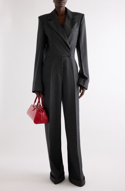 Givenchy Long Sleeve Silk Jumpsuit In Gray