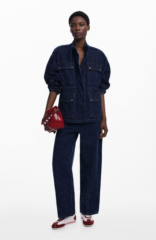 Desigual Flecked Denim Trucker Jacket In Blue