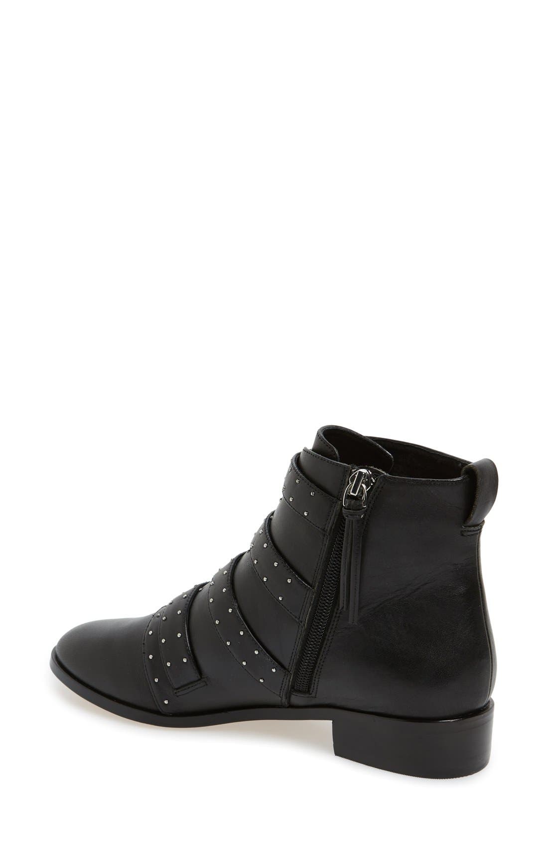 'Maddox' Buckle Bootie, Alternate, color, BLACK LEATHER