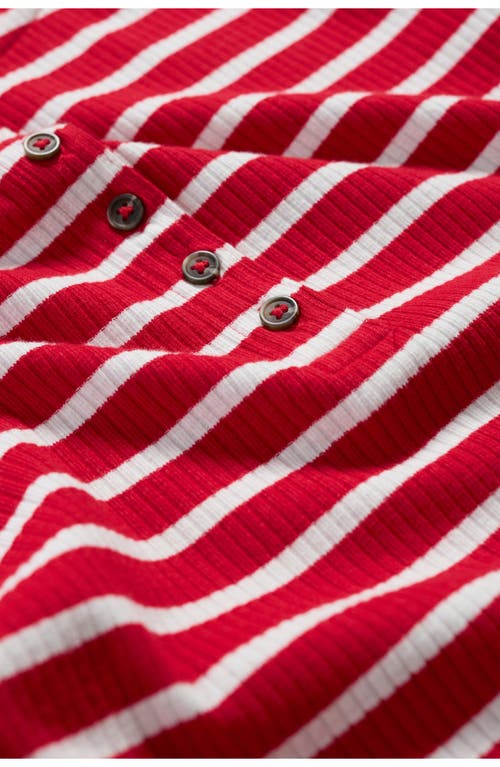 Seasalt Cornwall Early Orchid Stripe Cotton Rib Henley In Breton Scarlet Chalk
