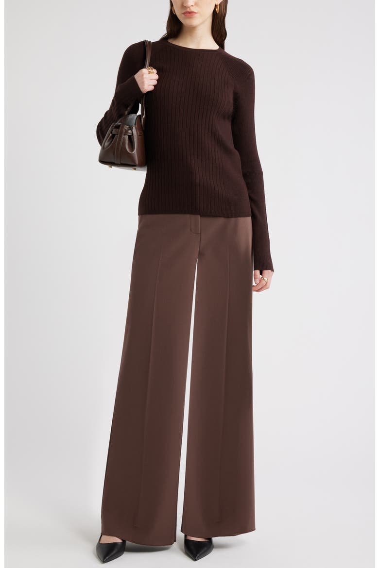 Rib Wool Blend Sweater, Alternate, color, BROWN COFFEE