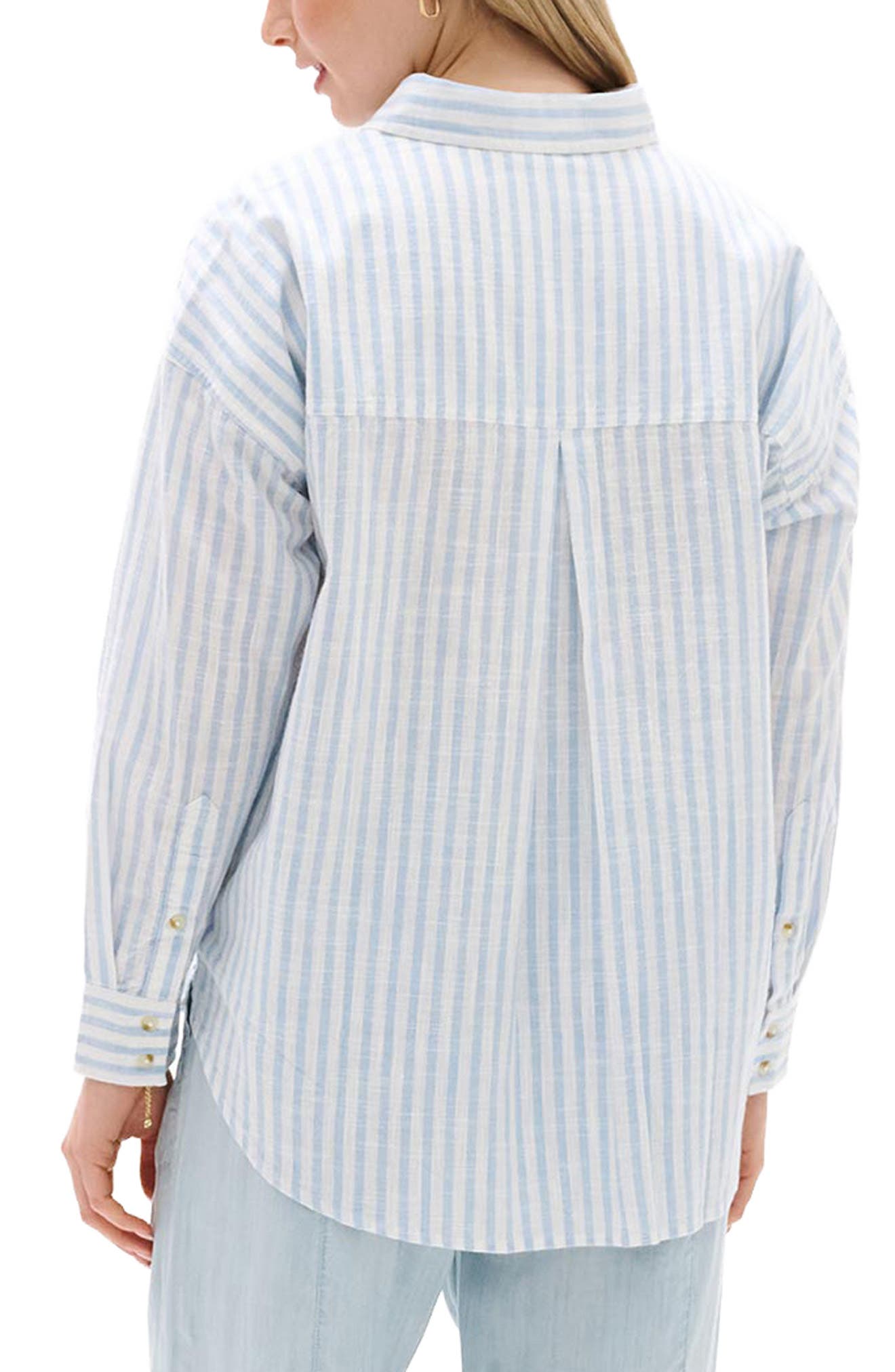 Relaxed Fit Stripe Cotton Button-Up Shirt - image 2
