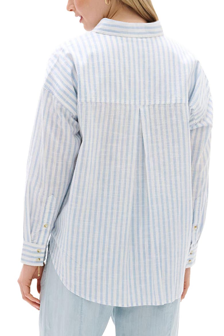Relaxed Fit Stripe Cotton Button-Up Shirt, Alternate, color, BLUE