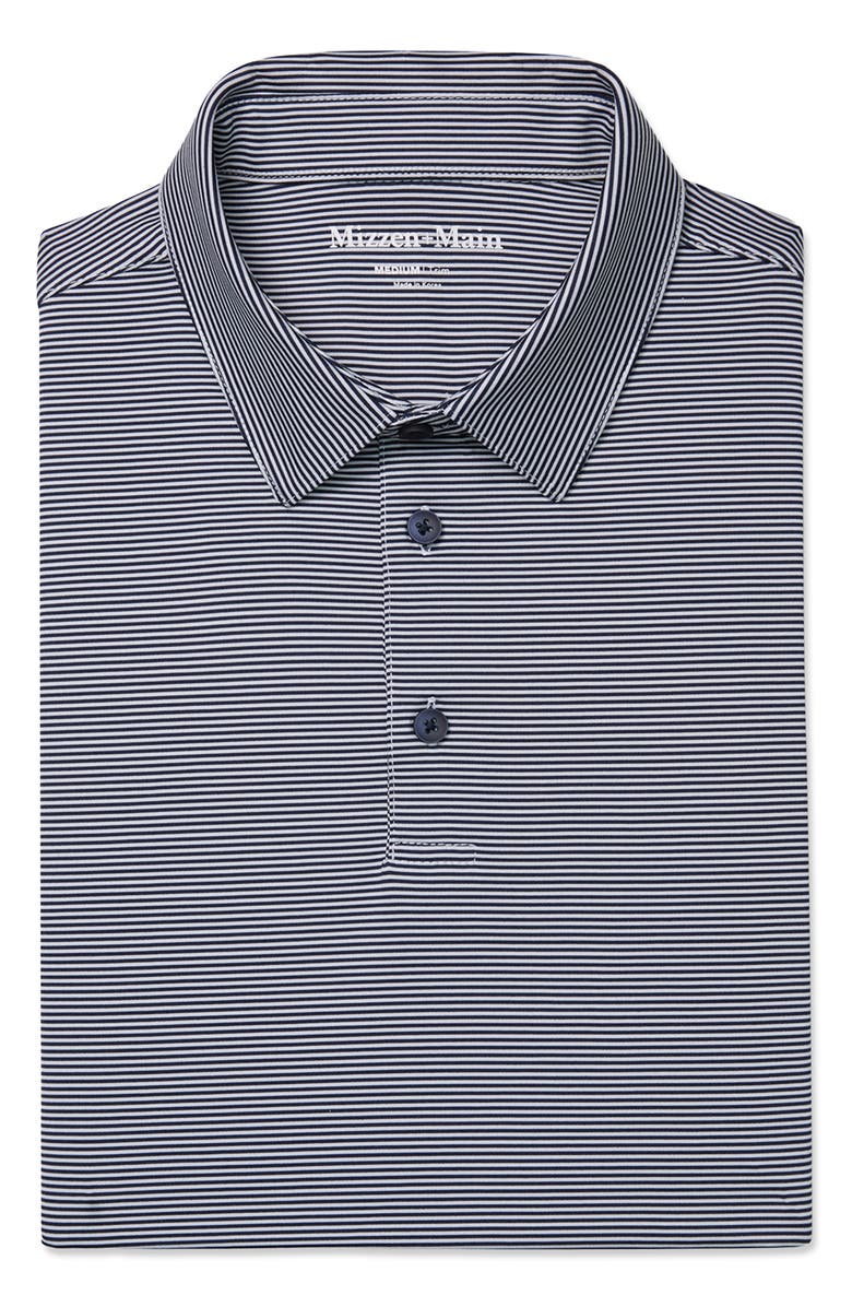 Mizzen+Main Versa Trim Fit Stripe Performance Golf Polo, Alternate, color, Navy White Stripe