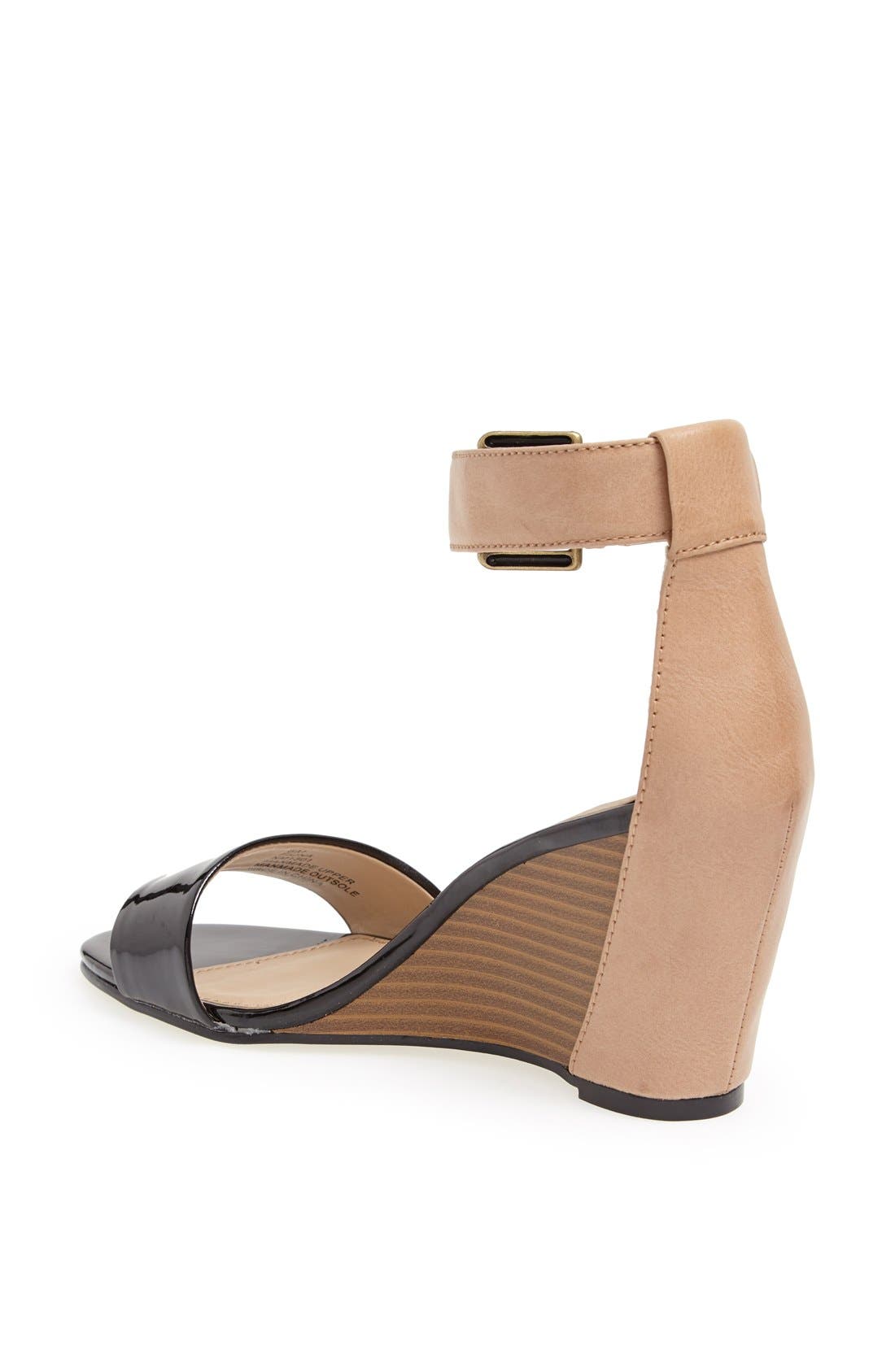 'Fiona' Colorblock Wedge Sandal, Alternate, color, BLACK