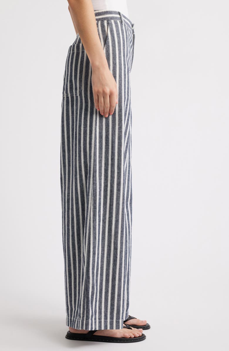 Madewell Zoe Relaxed Fit Wide Leg Linen & Cotton Pants, Alternate, color, Stripe Twill