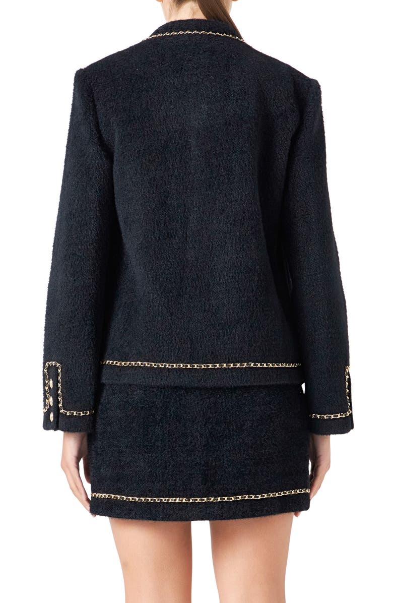 Endless Rose Chain Trim Jacket, Alternate, color, Black