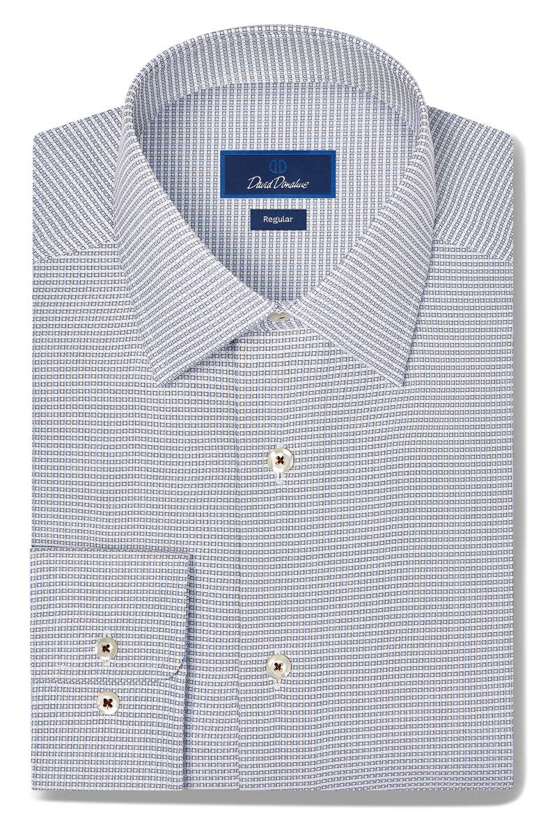 Regular Fit Geometric Cotton Shirt, Main, color, CHOCOLATE/ SKY