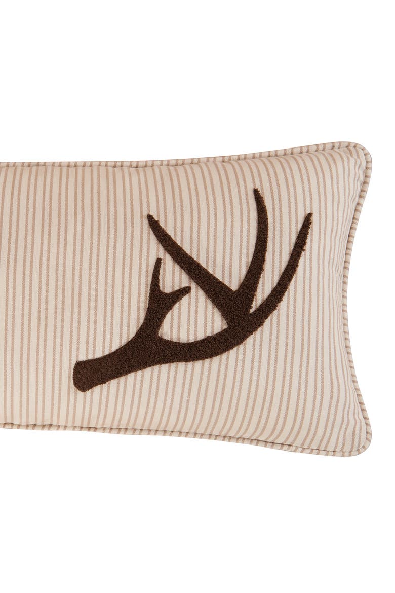 Sleepy Forest Deer Antler Lumbar Cotton Blend Tufted Accent Pillow 12" x 24", Alternate, color, Brown