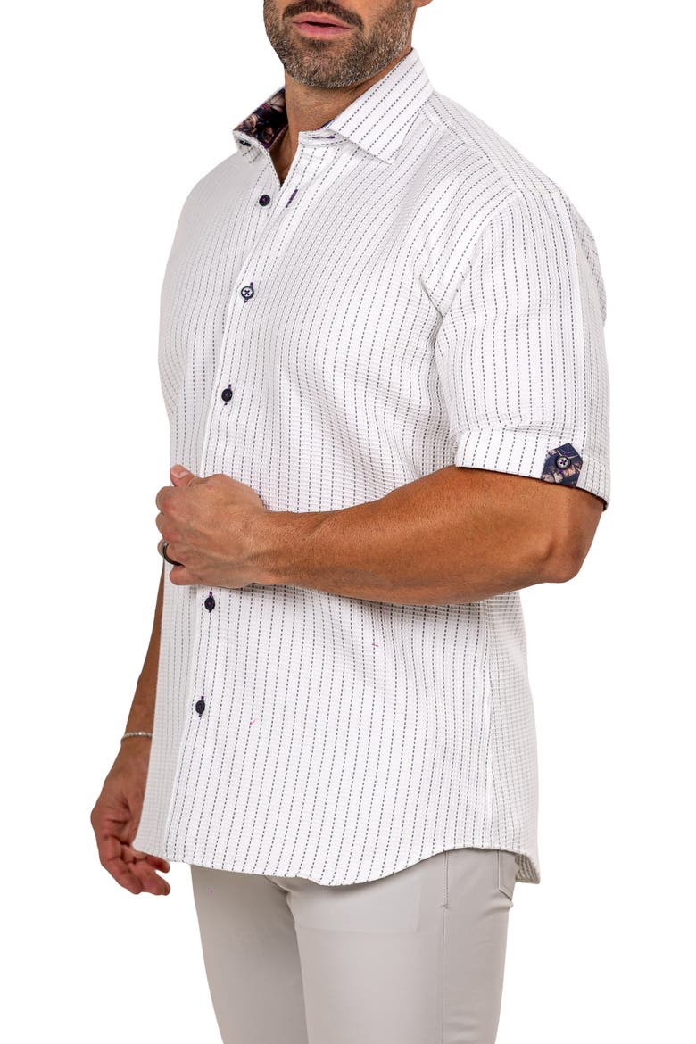 Galileo Marthy Short Sleeve Cotton Button-Up Shirt, Alternate, color, WHITE